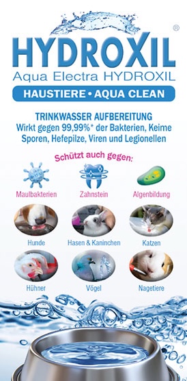 blauer Flyer für Hydroxil-Trinkwasser-Aufbereitung für Haustiere